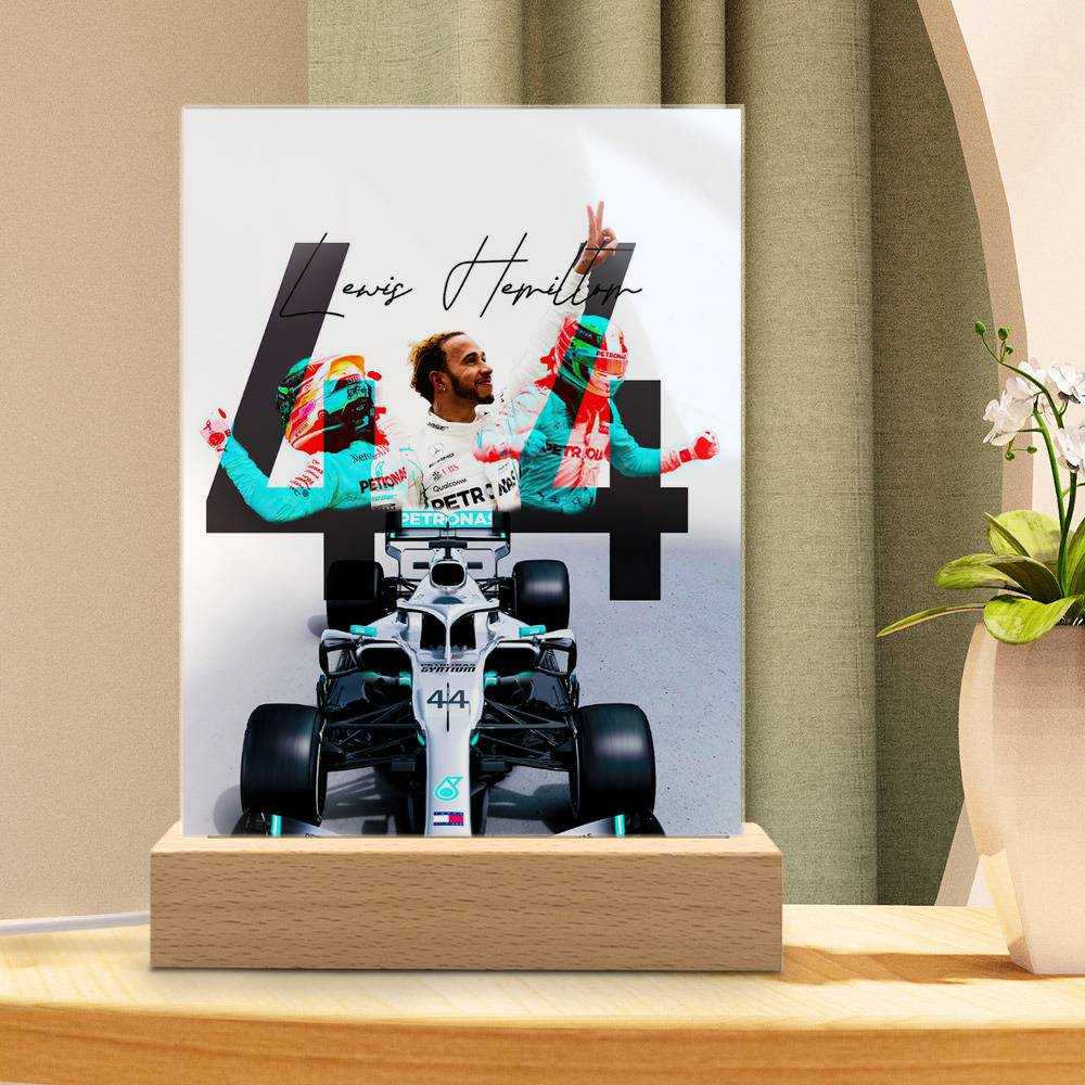 Lewis Hamilton Lamp 44 Lewis Hamilton by Lewis Hamilton Lamp with Wooden Base