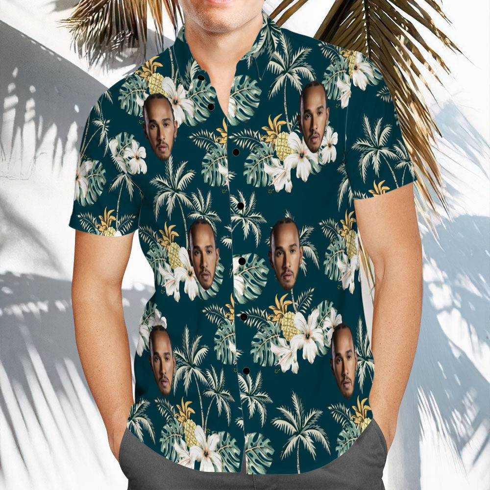 Lewis Hamilton Hawaiian Shirt Custom Photo Hawaiian Shirt Floral Pattern Hawaiian Shirt