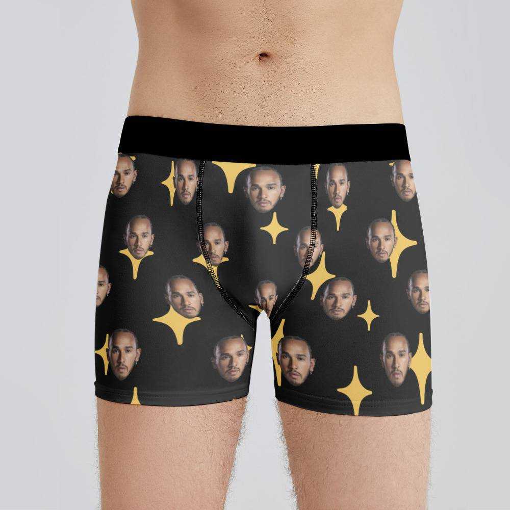 Lewis Hamilton Boxers Custom Photo Boxers Men's Underwear Twinkle Star Boxers Black