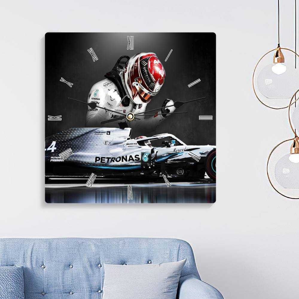 Lewis Hamilton Square Wall Clock Home Decor Wall Clock Gifts for Lewis Hamilton Fans Lewis Hamilton Mercedes F1 Wall Clock