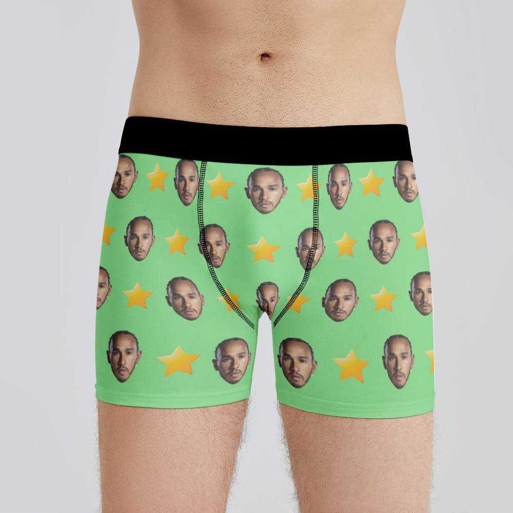Lewis Hamilton Boxers Custom Photo Boxers Men's Underwear Star Boxers Green