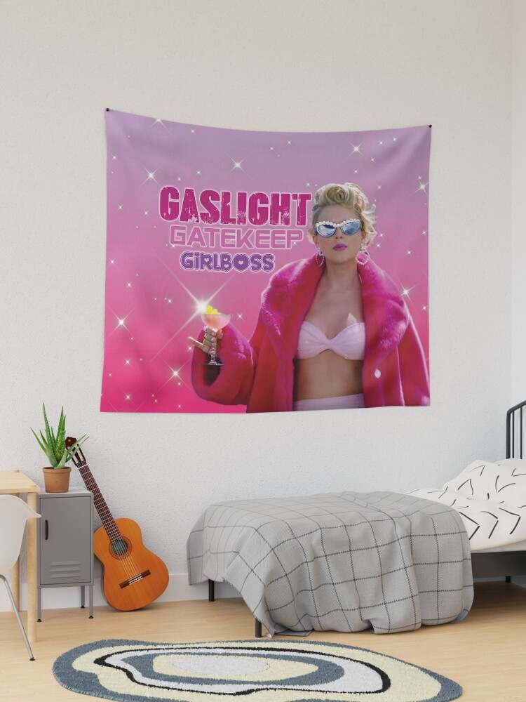 Funny Pink Tapestry Highest Quality Tapestrys Gaslight Gatekeep Girlboss Tapestry#1