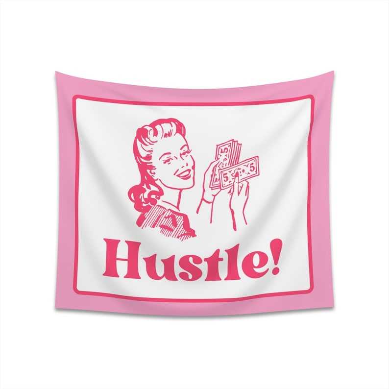 Funny Pink Tapestry Highest Quality Tapestrys Funny Hustle Preppy Tapestry#1