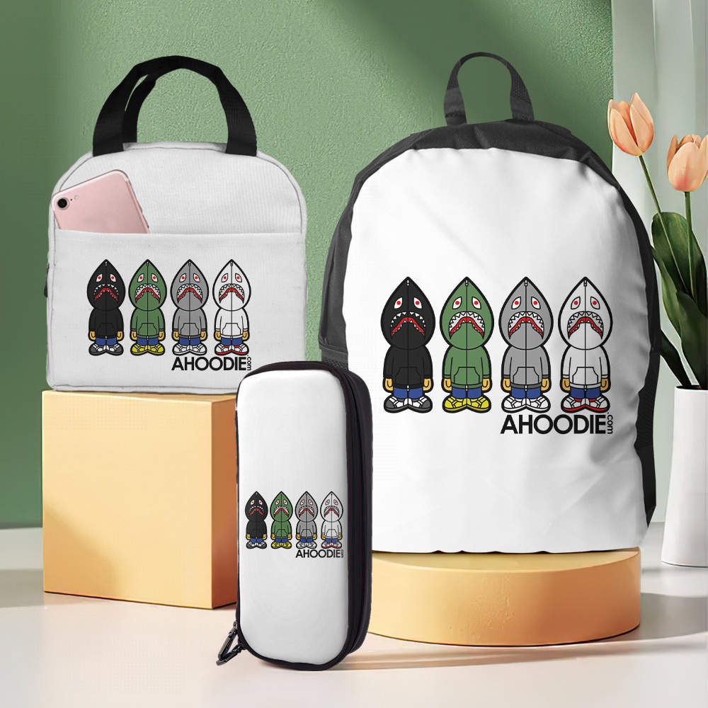 Custom Bape Backpack with Lunch Box and with Pencil Box