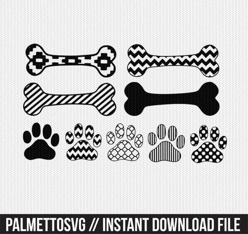 Paw Clipart and Outline SVG, Instant Download