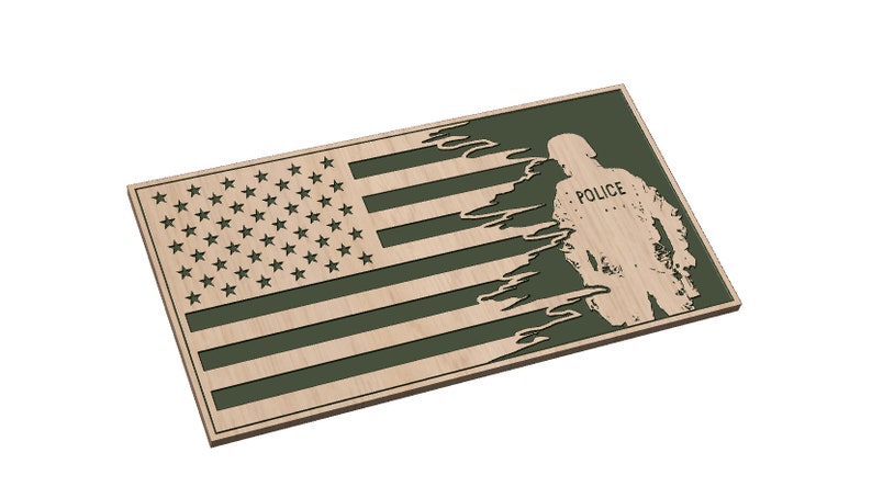 Tattered American Flag Svg, Tattered Flag with Police Officer Vertical SVG