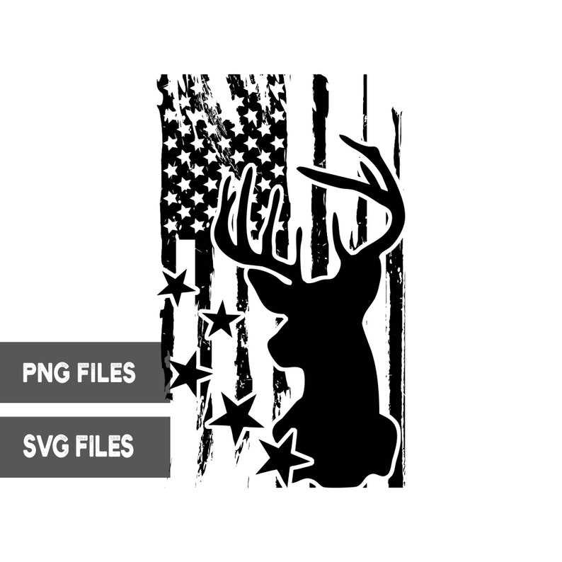 Black American Flag Svg, Deer American Flag SVG#4