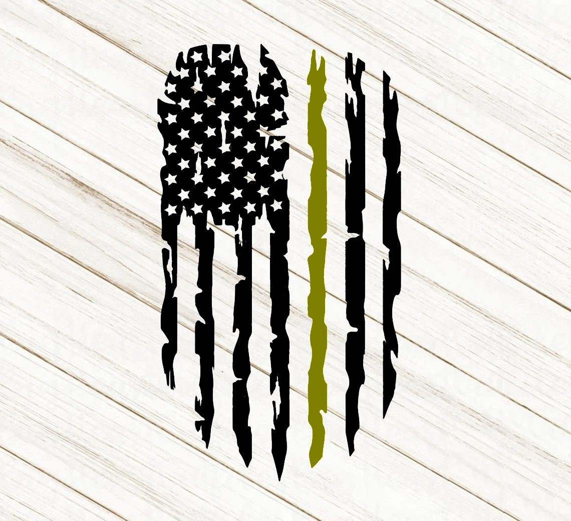 Distressed American Flag Svg, Thin Green Line Flag Svg#2