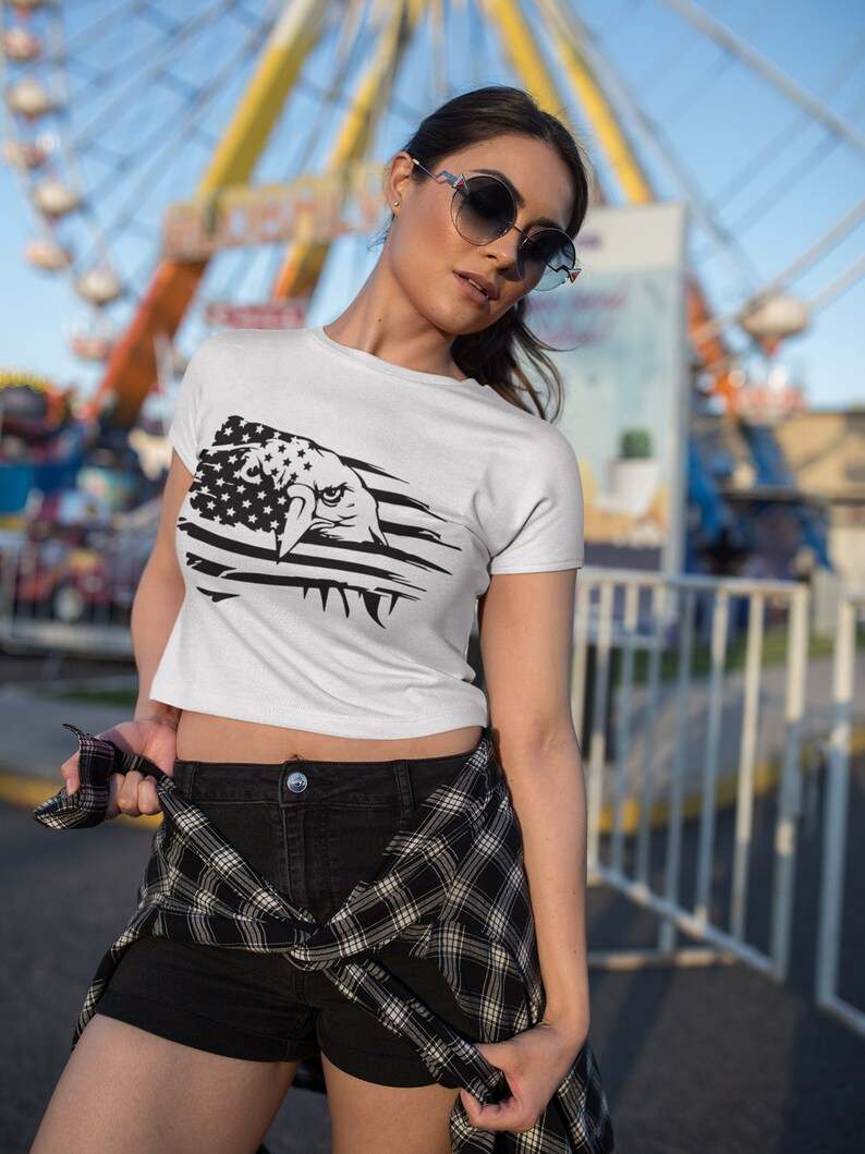 Black American Flag Svg, Eagle With American Flag Svg#2