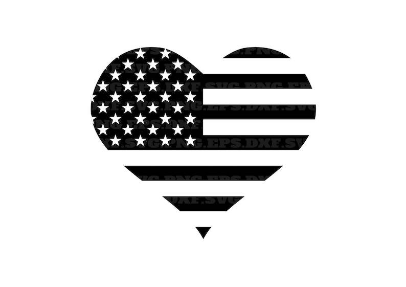 Black American Flag Svg, Heart American Flag Svg#1