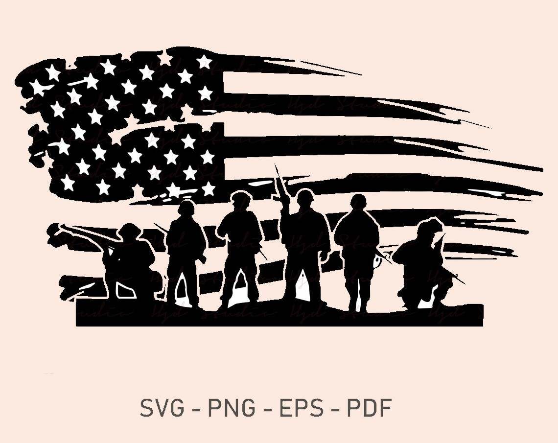 Tattered American Flag Svg, Veteran USA Flag Svg#2