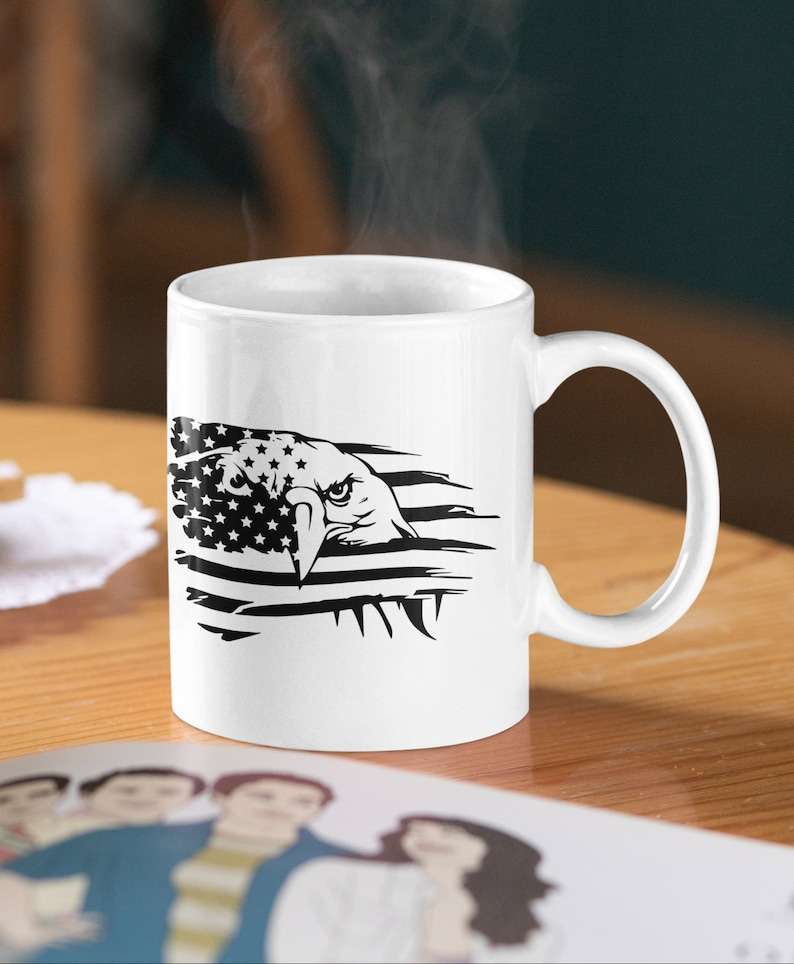 Black American Flag Svg, Eagle With American Flag Svg#5