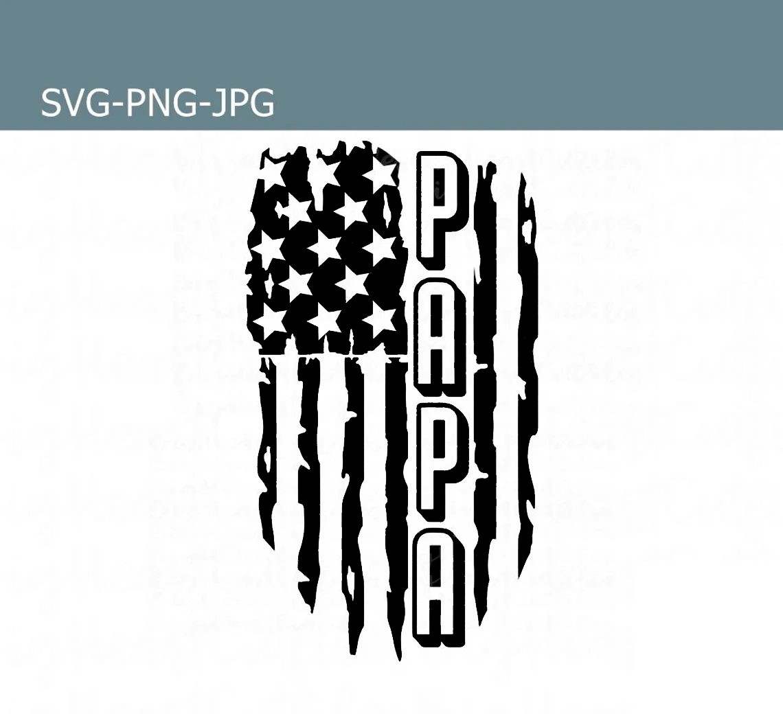 Distressed American Flag Svg, Papa Distressed American Flag Svg#1