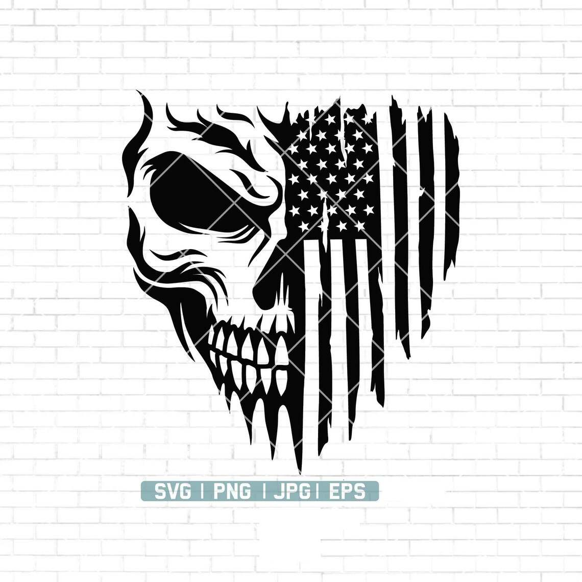 Tattered American Flag Svg, Tattered Distressed Flag Skull Png#1