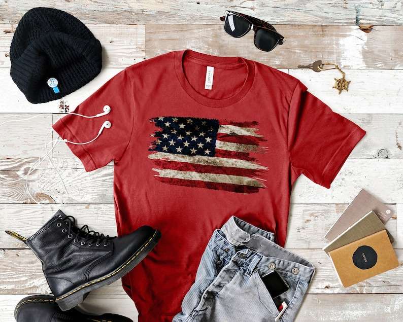 Distressed American Flag Svg, American Flag Patch Sublimation Design Svg#2