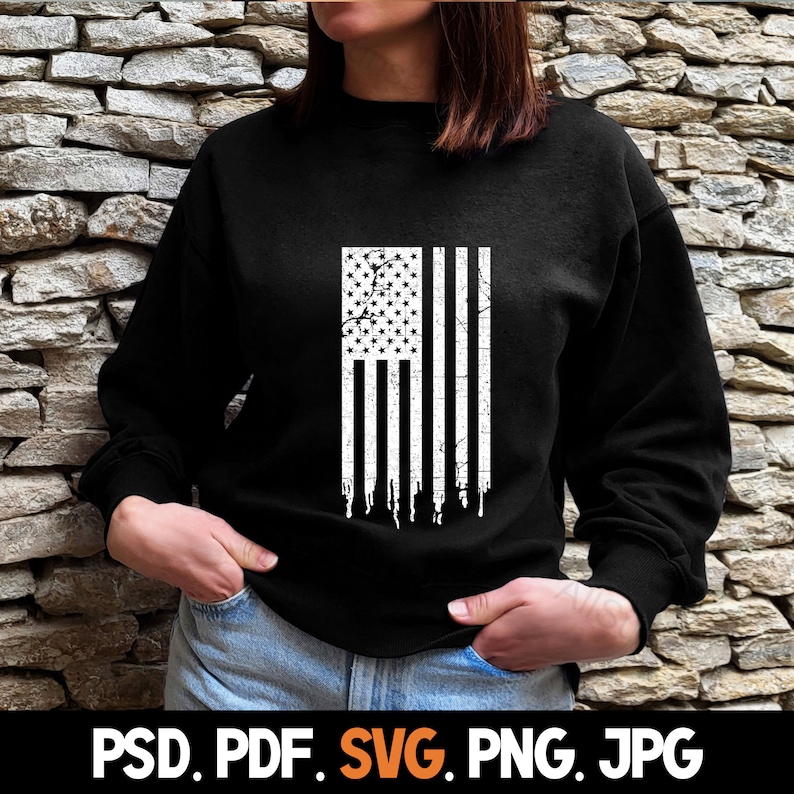Black American Flag Svg, American Flag Torn Grunge Vintage Distressed Black svg