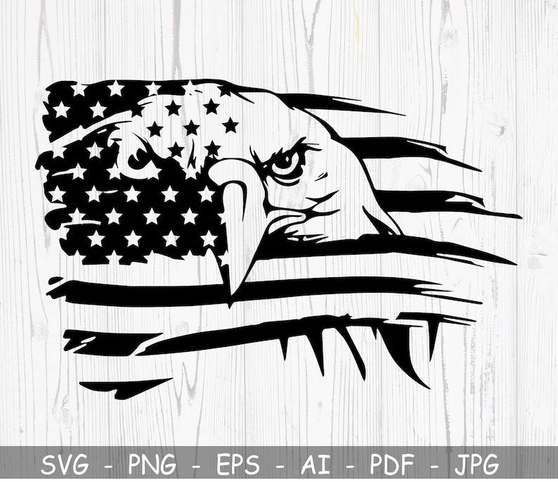 Black American Flag Svg, Eagle With American Flag Svg#1