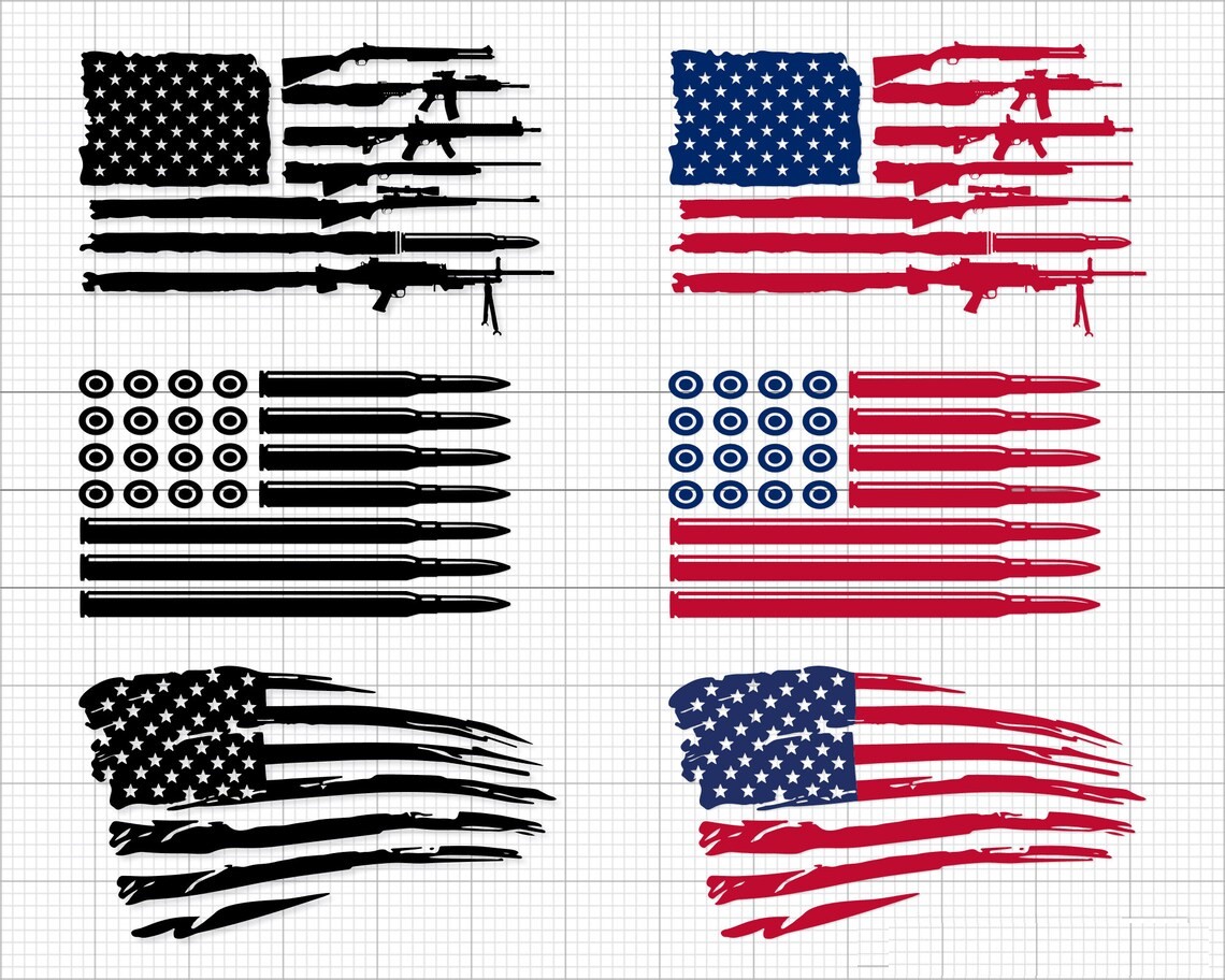 Distressed American Flag Svg, American Gun Flag svg