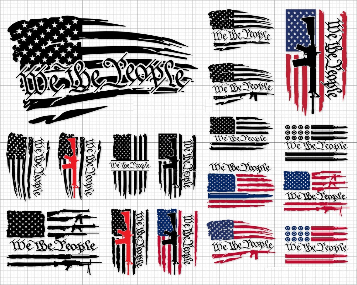 Tattered American Flag Svg, We The People American Flag Svg