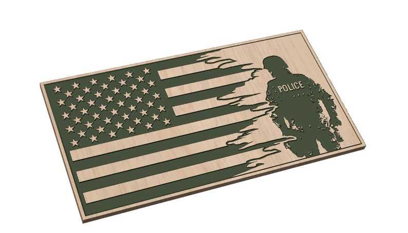 Tattered American Flag Svg, Tattered Flag with Police Officer Vertical SVG#2
