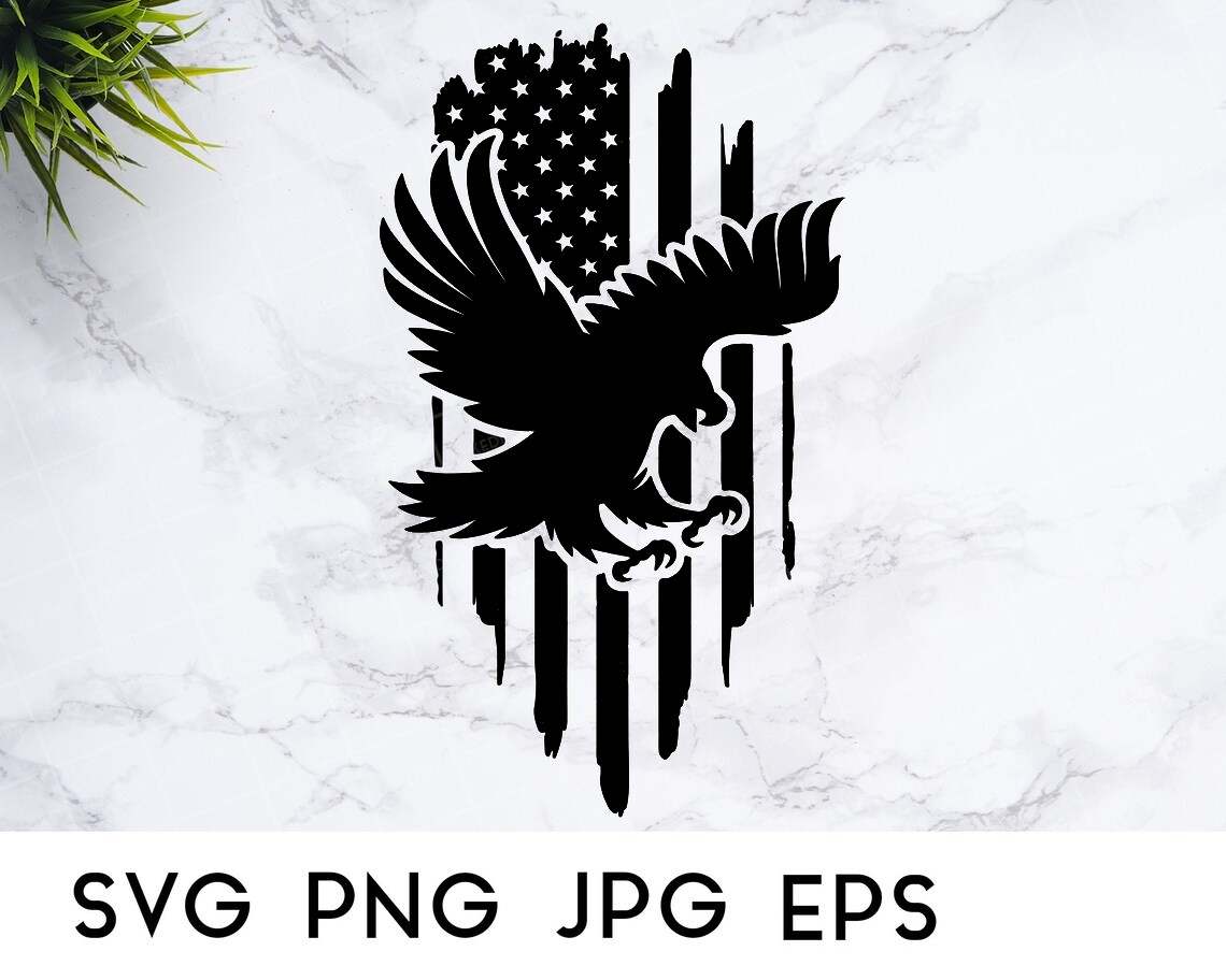 American Flag With Eagle Svg, Distressed Flag Eagle SVG#1