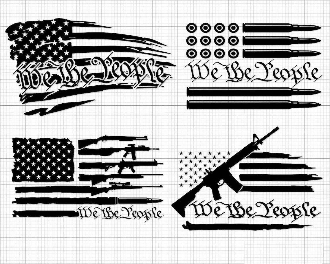 Distressed American Flag Svg, American Gun Flag svg#1
