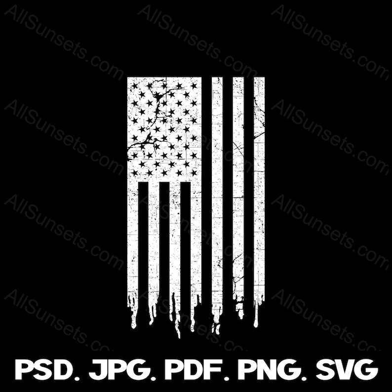 Black American Flag Svg, American Flag Torn Grunge Vintage Distressed Black svg#1