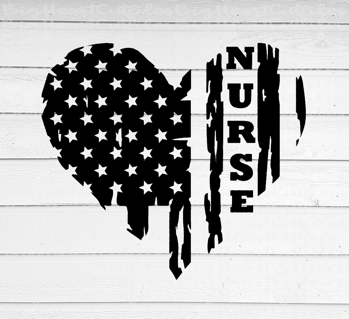 Black American Flag Svg, Nurse Heart Flag Svg