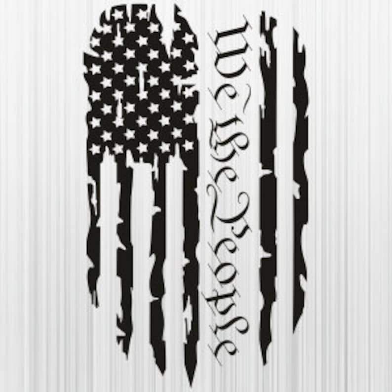 Black American Flag Svg, We the People Flag Black Svg#1