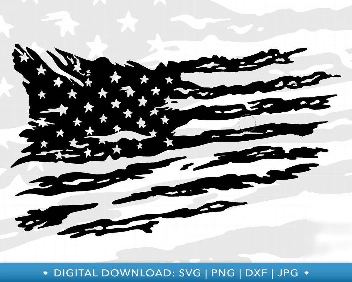 Tattered American Flag Svg, Distressed American Flag SVG#2