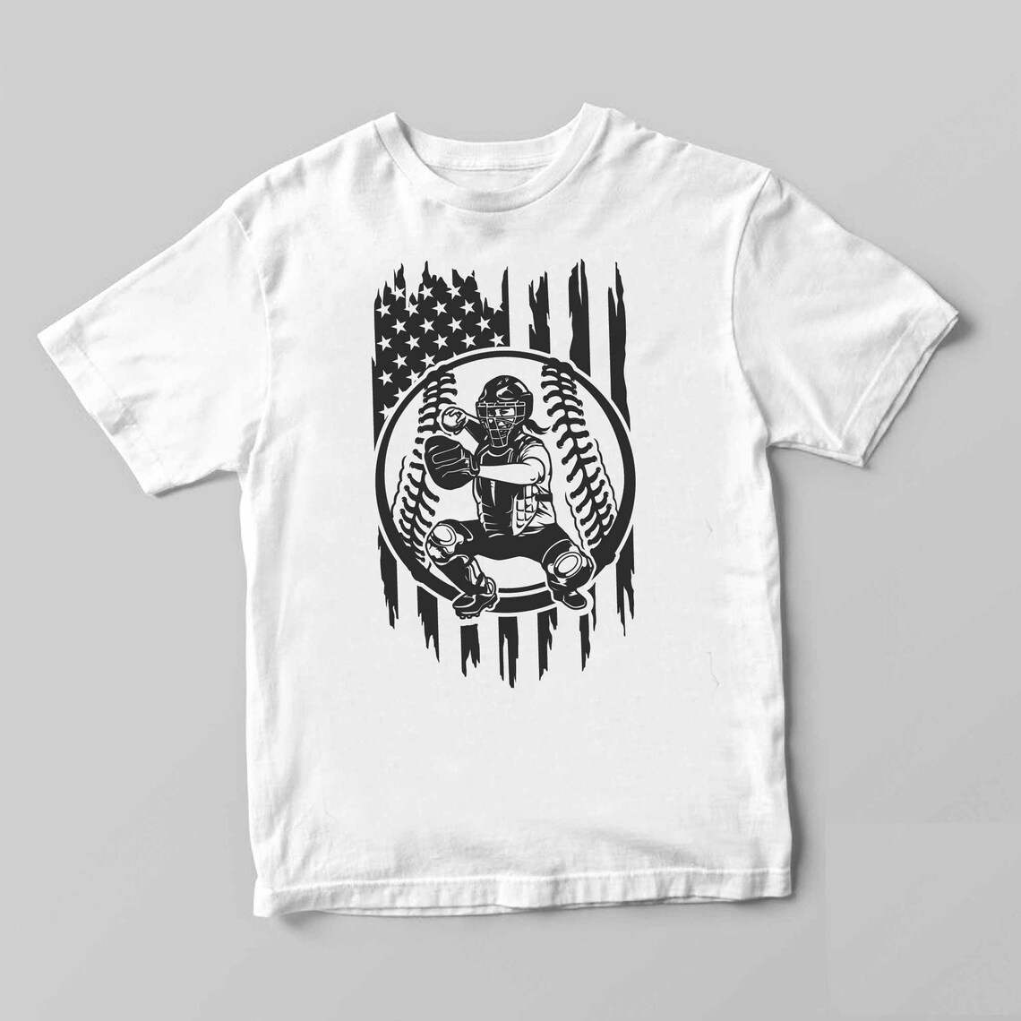 Black American Flag Svg, US Softball Player Svg#1