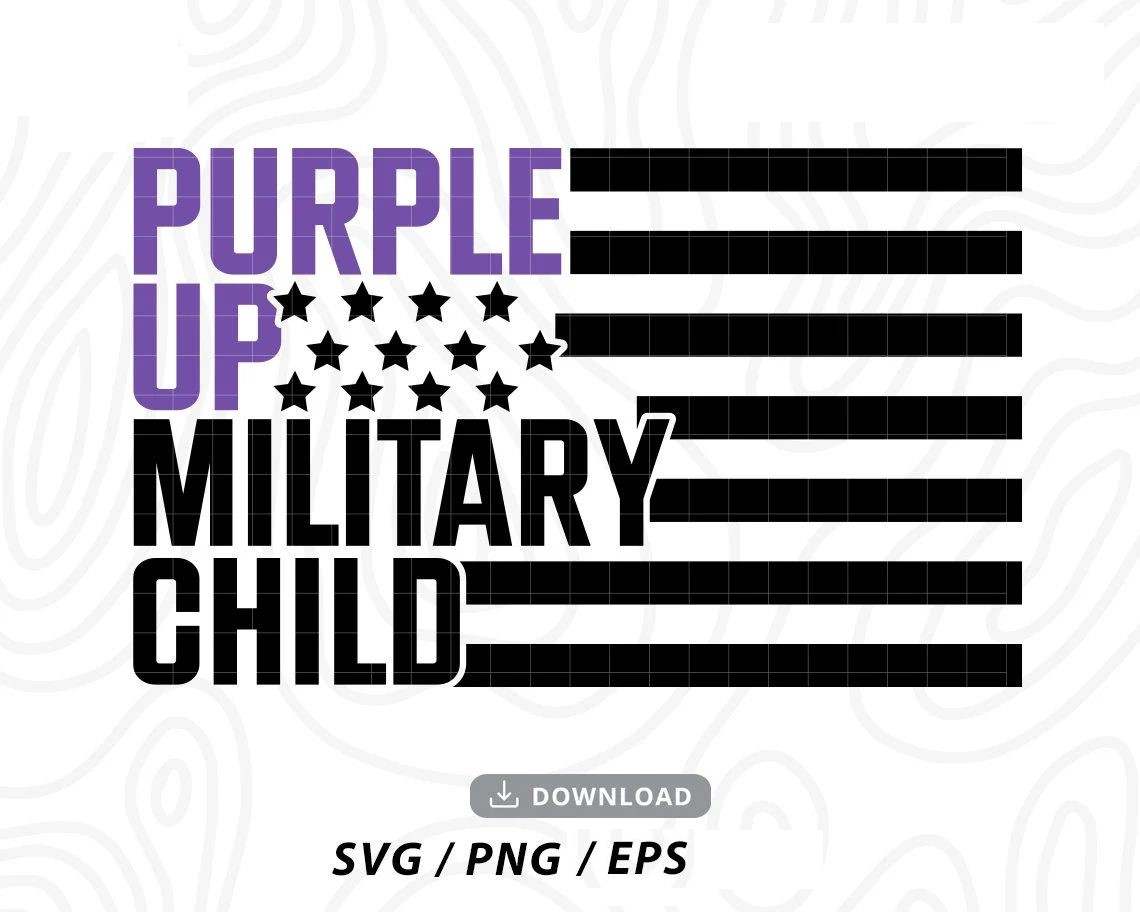 Black American Flag Svg, Purple Up For Military Kids Svg#1