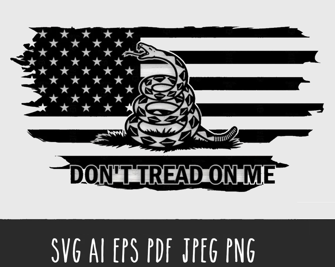 Black American Flag Svg, Don't Tread On Me Distressed Svg