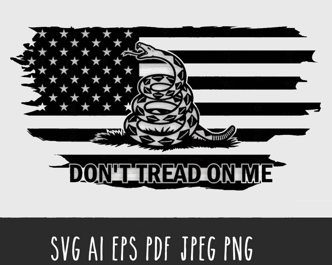 Black American Flag Svg, Don't Tread On Me Distressed Svg#1