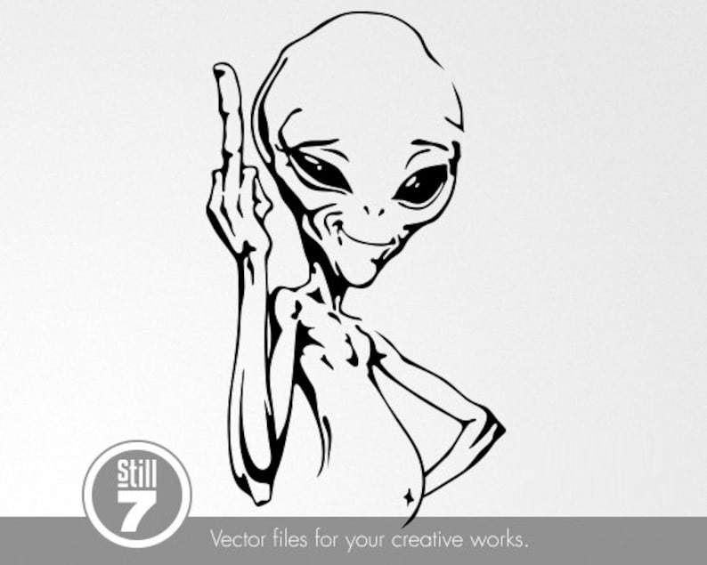 Middle Finger Svg, Middle Finger Alien - Svg Cutting Files Silhouette file 