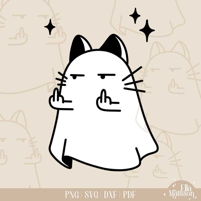 Middle Finger Ghost Svg, SVG Halloween Middlefinger Ghost Cat | plotter file | clipart | SVG Animals#5