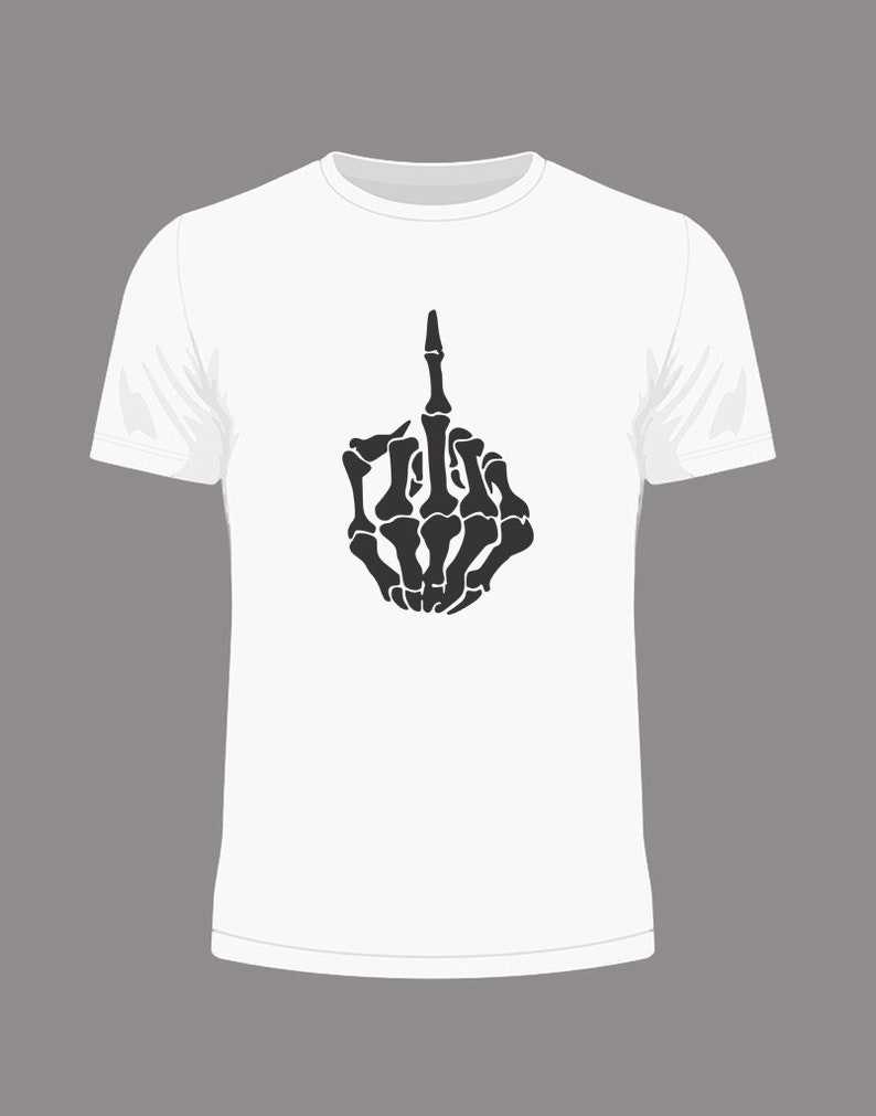 Skeleton Middle Finger Svg, Middle finger skeleton - Black and White - Instant Download SVG#4