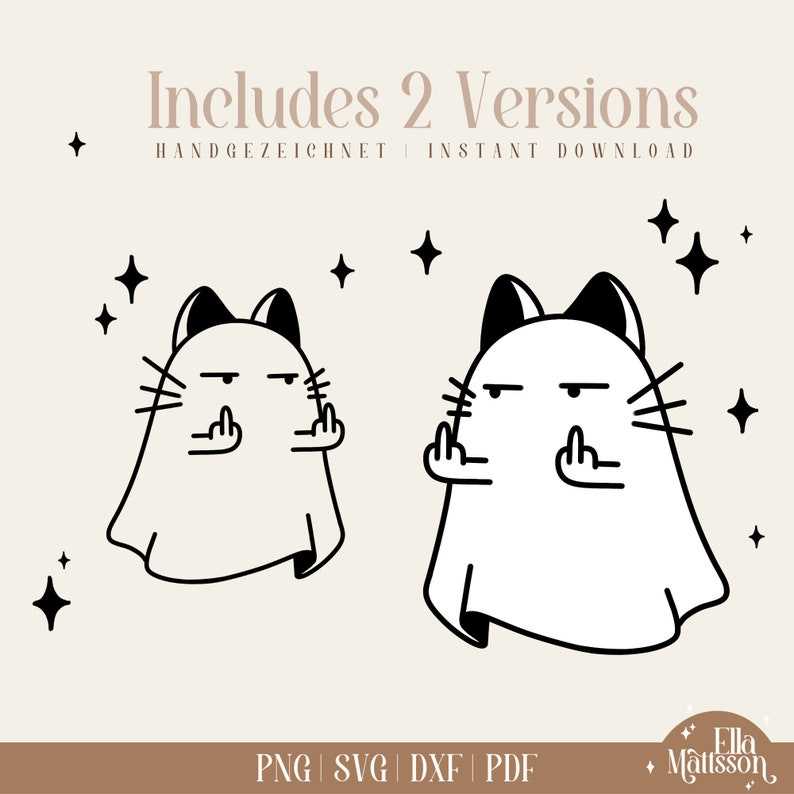 Middle Finger Ghost Svg, SVG Halloween Middlefinger Ghost Cat | plotter file | clipart | SVG Animals#3
