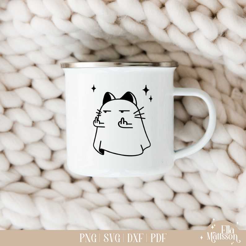 Middle Finger Ghost Svg, SVG Halloween Middlefinger Ghost Cat | plotter file | clipart | SVG Animals#6