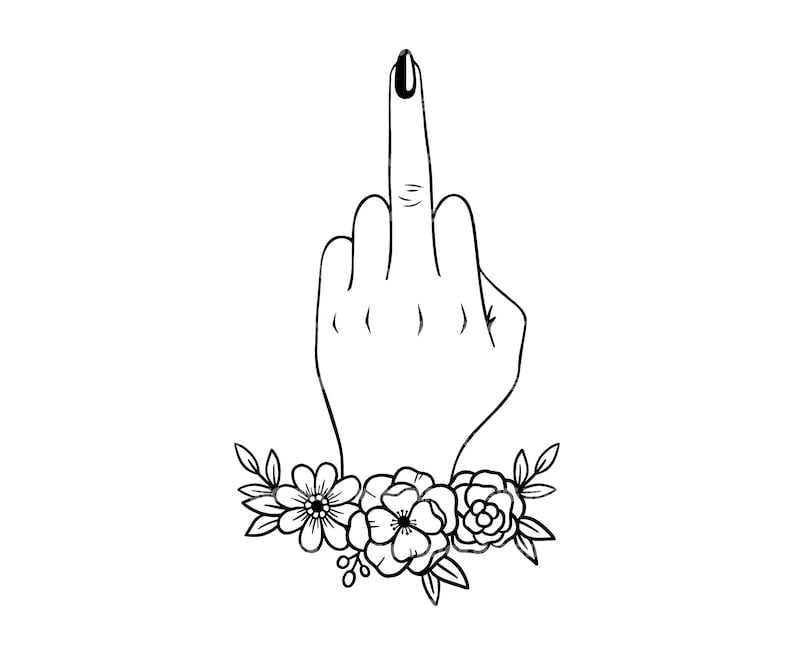 Middle Finger Svg, Woman Middle Finger Svg - Flower Wreath Svg - Floral Border Svg - Vector Cut file Cricut 
