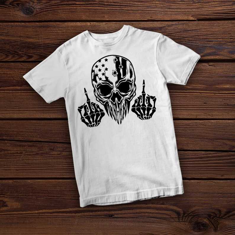 Skeleton Middle Finger Svg, USA Skull Middle Finger Svg File | Patriotic Skull Svg | Skull Svg | Middle Finger Svg