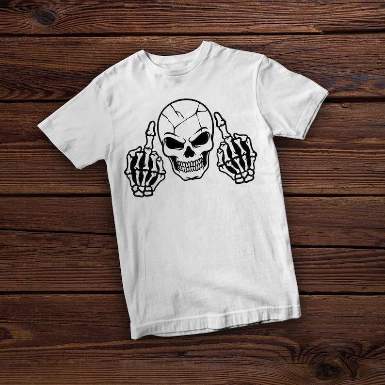 Skull Middle Finger Svg, Skull Middle Finger Svg File | Skull Clipart | Skull Cut Files | Middle Finger Svg
