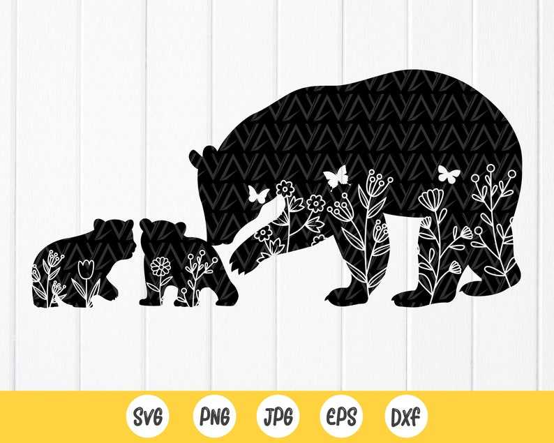 Mama Bear With 2 Cubs Svg