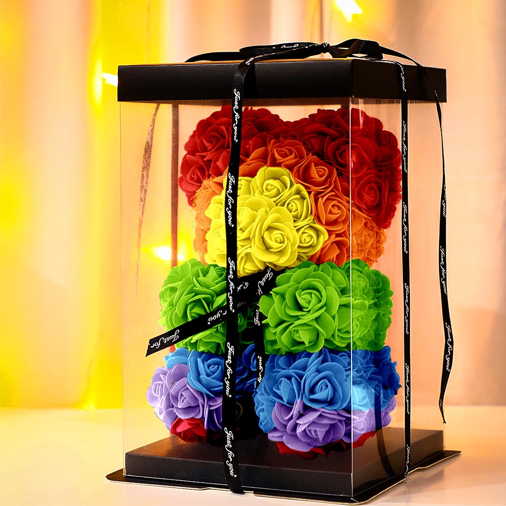 Multicolor Rose Teddy Bear on Every Rose Bear Flower Bear For