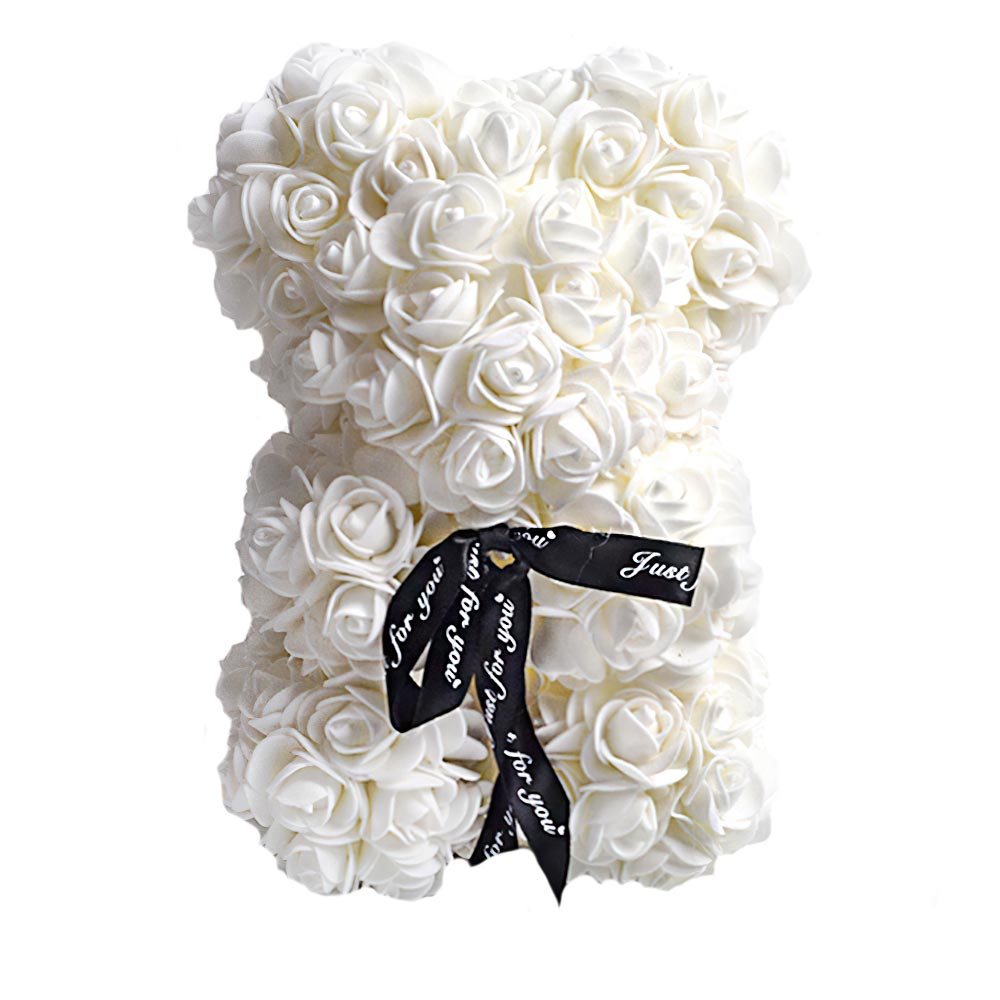 White Rose Teddy Bear on Every Rose Bear Flower Bear For Girlfriend