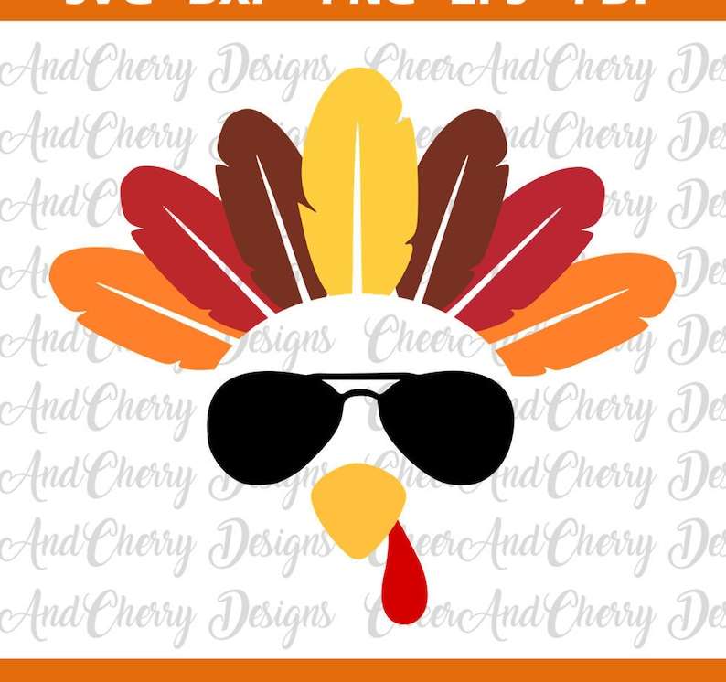 Turkey Svg Face, Turkey With Glasses Svg Turkey Face Clipart