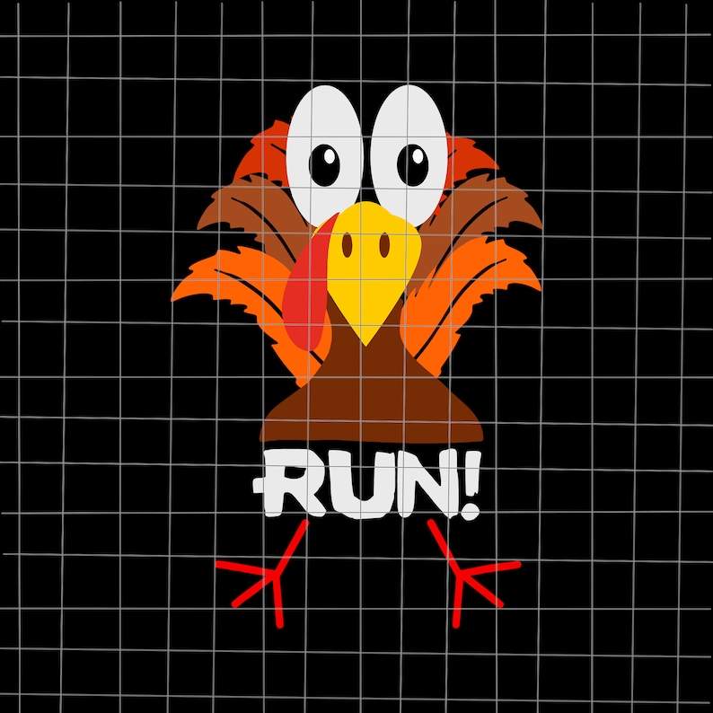 Turkey Svg Face, Baby Turkey Thanksgiving RUN Svg 