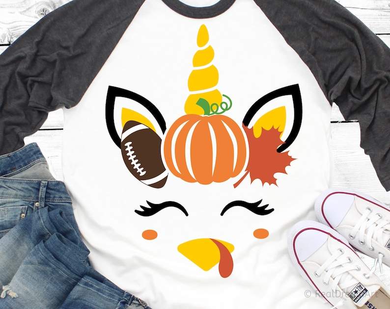 Turkey Svg Face, Girl Thanksgiving Svg Thanksgiving Unicorn