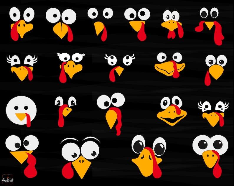 Turkey Svg Face, Turkey Face Silhouette Digital File