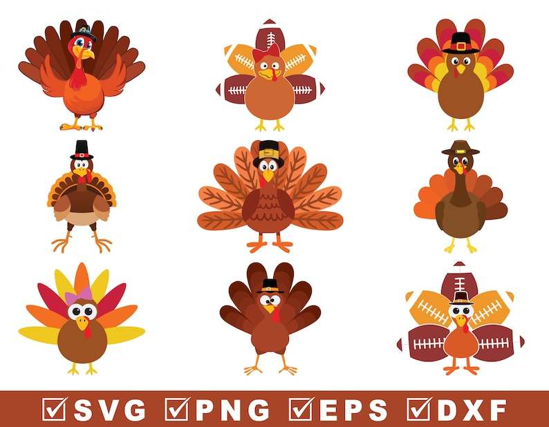 Turkey Svg, Thanksgiving SVG Bundle Turkey Digital Download